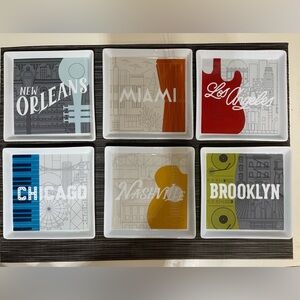 Crate & Barrel City Music Plates – Set of 6